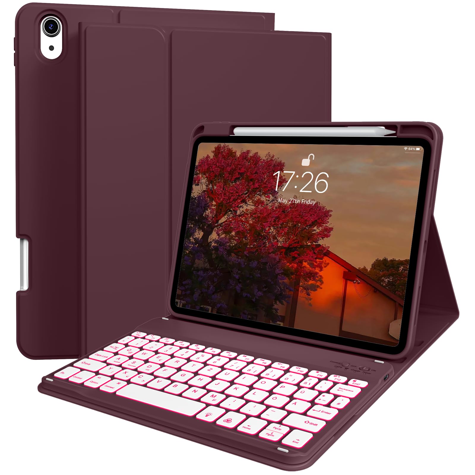 Photo 1 of * factory sealed *
kenke for iPad 11/10th Gen Case with Keyboard 11/10.9 inch 2025 A16/2022, Detachable Wireless Bluetooth Keyboard Case with Right Side Pencil Holder, Backlit White Square Keycaps (Cherry)