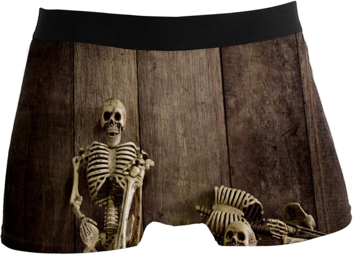 Men's Underwear Retro Cool Skeleton On Wooden Boxer Briefs Boys Stretch