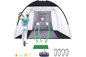 Ponsonbay Golf Net, Upgraded Golf Practice Net with Fairway for Backyard Driving, Golf Hitting Net Kit for Garage, Range, Swing & Chipping Training Indoor & Outdoor with Mat, Real Balls, Tee, Stakes