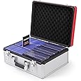 tombert 150+ Premium Deck Box Case for PTCG, MTG, Large Capacity with 2 Dividers, Fits 100+ Sleeved Cards TCG Trading Card Games(Vertical - Red & White)