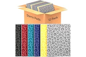 ScribbleMate Steno Pads Spiral 6x9 Assorted Colors Notebooks for Work, 80 Sheets Top Spiral Notepad Stenographer Steno Books (12 Pack, Bold Colors)
