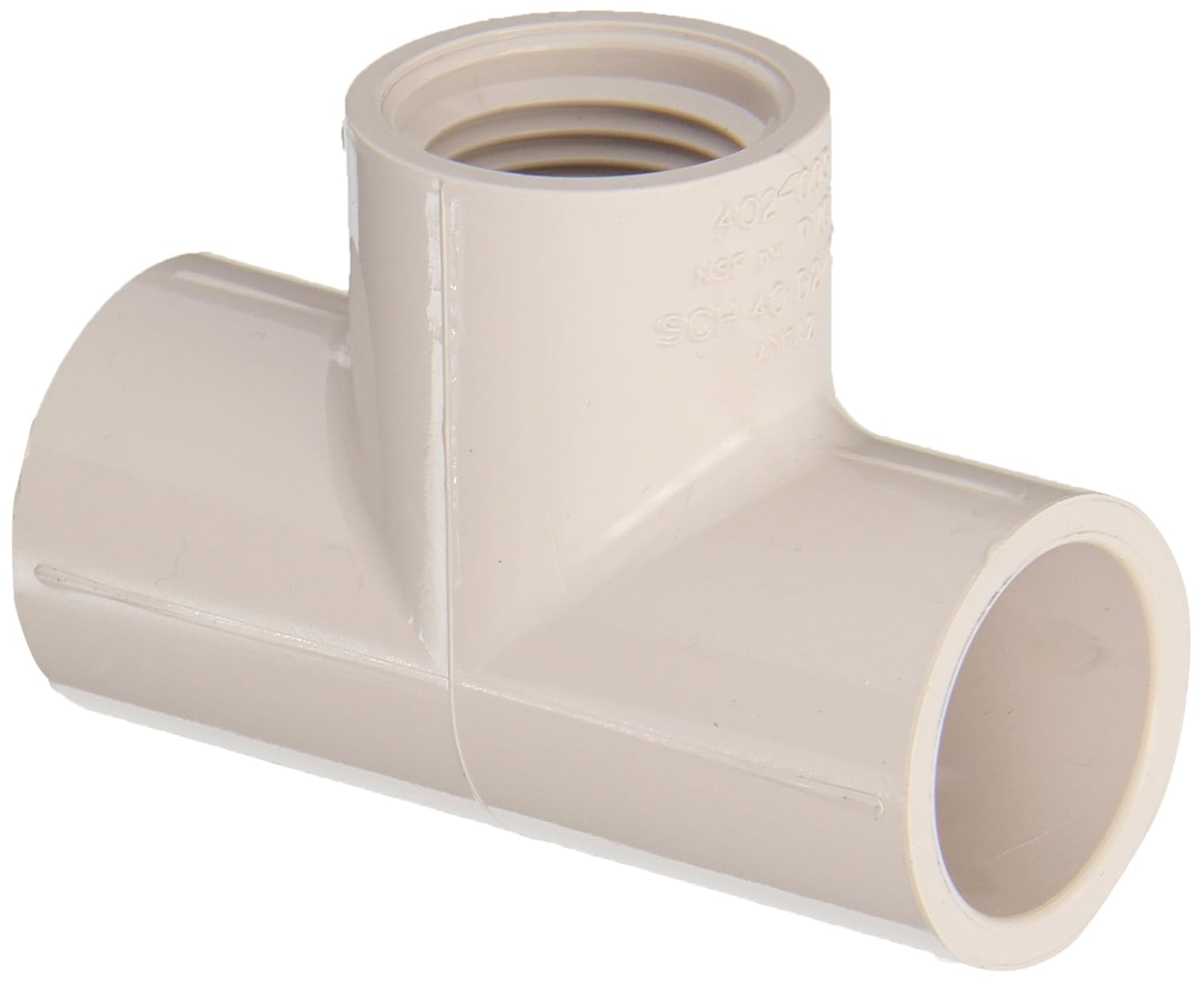 Spears 402UV Series PVC Pipe Fitting, UltraViolet Resistant, Tee, Schedule 40, 1/2" Socket x 1/