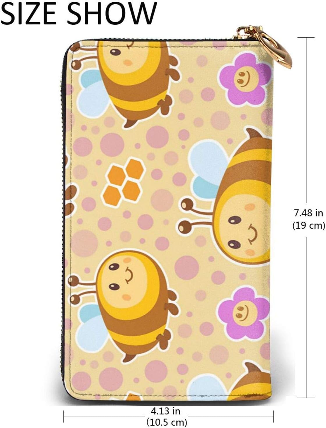 Amazon 長財布 ラウンドファスナー 財布 アニマル柄 動物 みつばち 本革 ロングウォレット L字ファスナー 小銭入れ レディース 大容量 カード入れ スマホ入れ 人気 プリント 多機能 レシート おしゃれ 開運 ファッション 財布