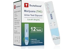 T TESTAHEAD THC Drug Test Kit – 12 THC Test Strips for Urine – Fast & Accurate Marijuana Detection for Home or Workplace – Easy to Use, Results in 5 Minutes