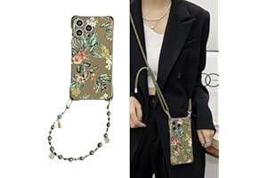 SGVAHY for iPhone 17 Pro Case with Wrist Strap Crossbody Lanyard Vintage Floral Pattern Design for Women Girls Soft Silicone 