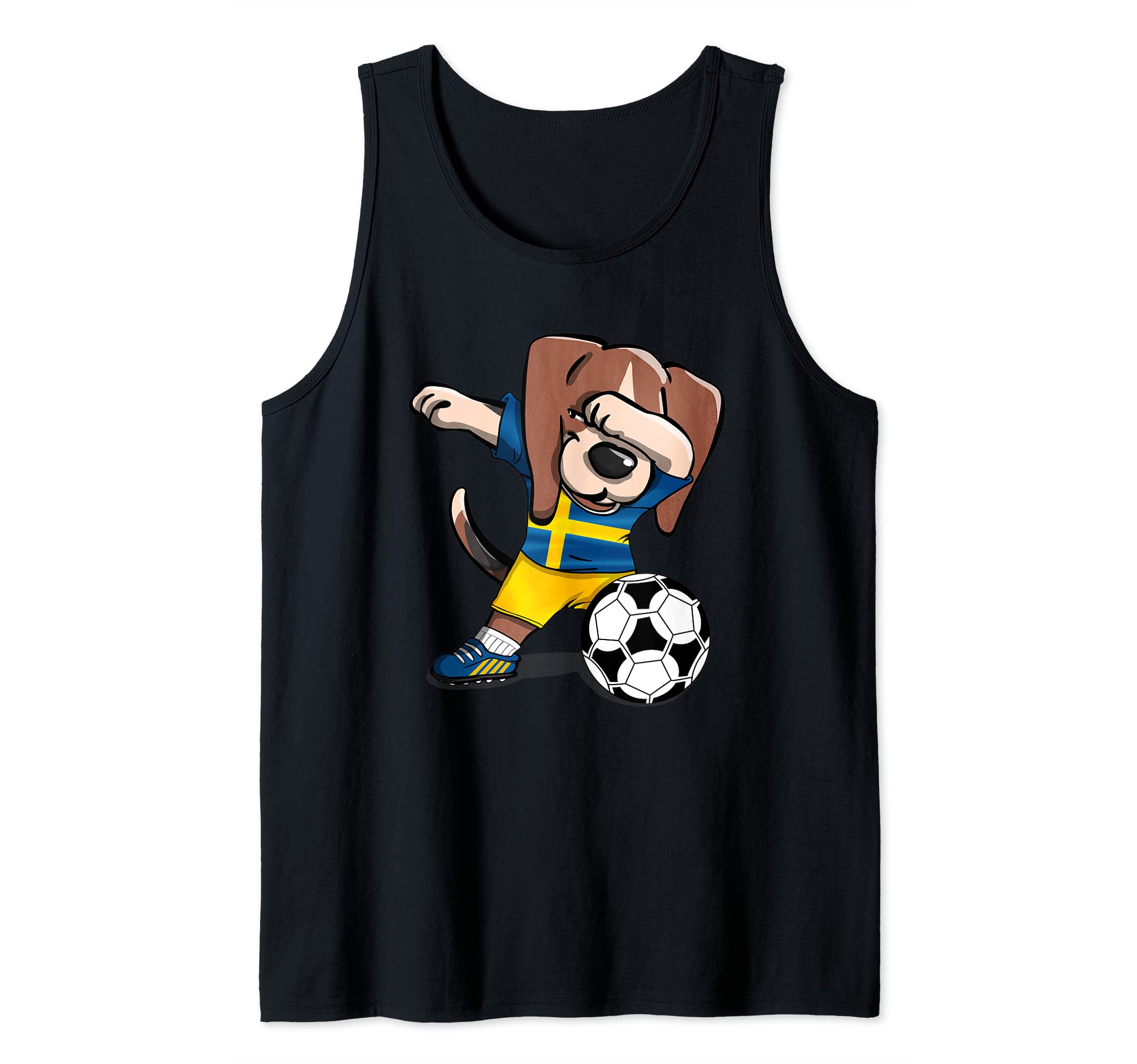 Funny Dabbing Beagle Dog Sweden Football Swedish Flag Soccer Tank Top