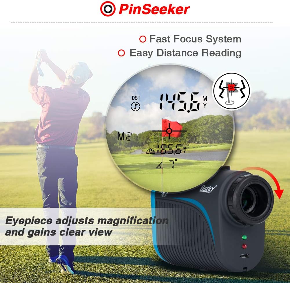 Bozily Golf Rangefinder with Slope, 6X Rechargeable Laser Range Finder with Charging Cord, 1200 Yards Flag-Lock, Slope ON/Off, Continuous Scan Support - Tournament Legal Golf Rangefinder : Sports & Outdoors