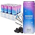 Moment Botanical Soda Soft Drink (Shark Tank) - SPARKLING Non Alcoholic Drinks | Blackberry Lavender | L-Theanine & Ashwagandha for Calm & Clarity | 0 Added Sugar 0 Caffeine | 24-pack