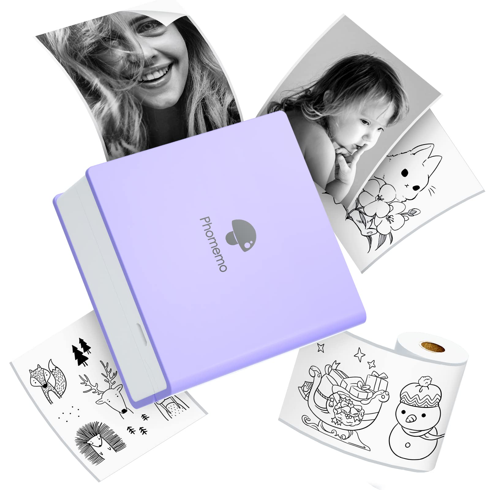 Photo 1 of Phomemo Pocket Printer - M02 Mini Sticker Printer, Compatible with iOS & Android, Bluetooth Wireless Thermal Sticker Printer for Memo, to-Do-List, Work Plan, Study Notes, DIY Journal, Purple