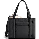 BAGSMART Boxy Tote Bag for Women, Crossbody Bag with Zipper, Crush Bow Purses for Travel Work College