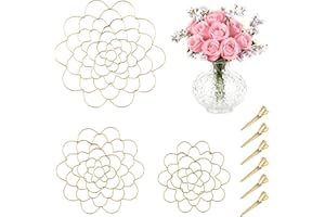 HURIFENG 3Pcs Flower Arrangement Holder Set- Stainless Steel Floral Grid Organizer - Wire Frog Insert for Vases Bouquets DIY Home Decor(Gold)