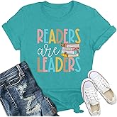 IFQ Women's Reading Shirts Readers are Leaders T-Shirt Librarian Book Lover Tshirt Bookworm Tee Top