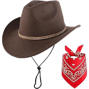 Classic Western Cowboy Hat, Unisex Felt Cowboy hat with Wide Brim and Band, Ideal for Rodeos, Costume Parties, Outdoor Wear