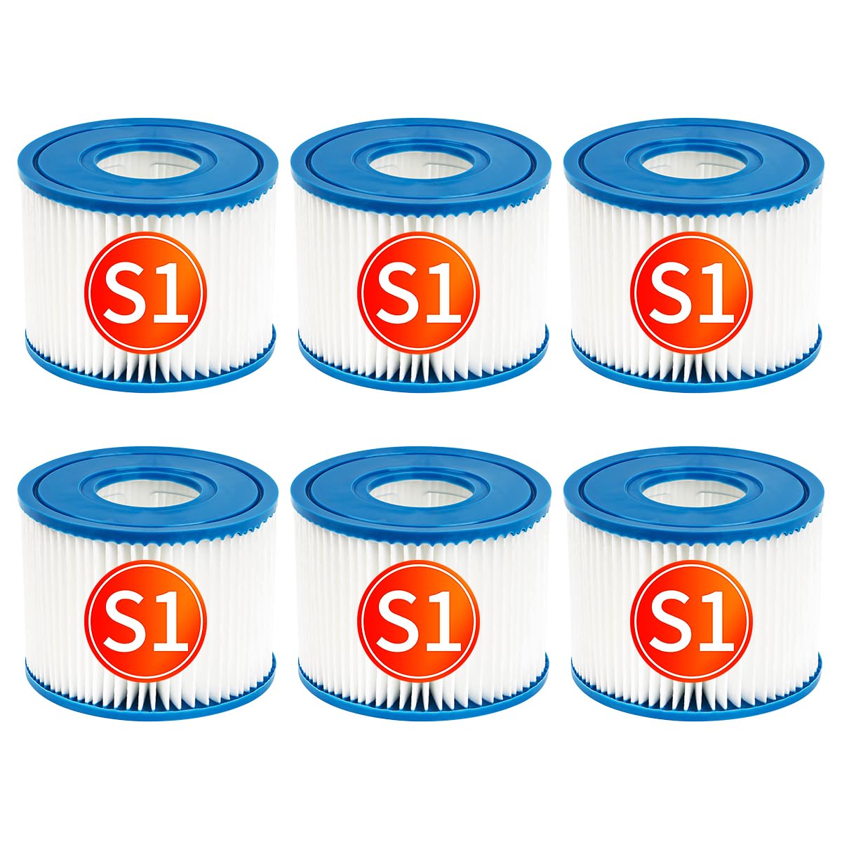 YanBan Pool Filter Compatible with PureSpa Type S1 Replacement Cartridge Pump Filter Cartridge, 6 Pack Hot Spring Spa Pools Filters, (4.2x 2.8 inches)