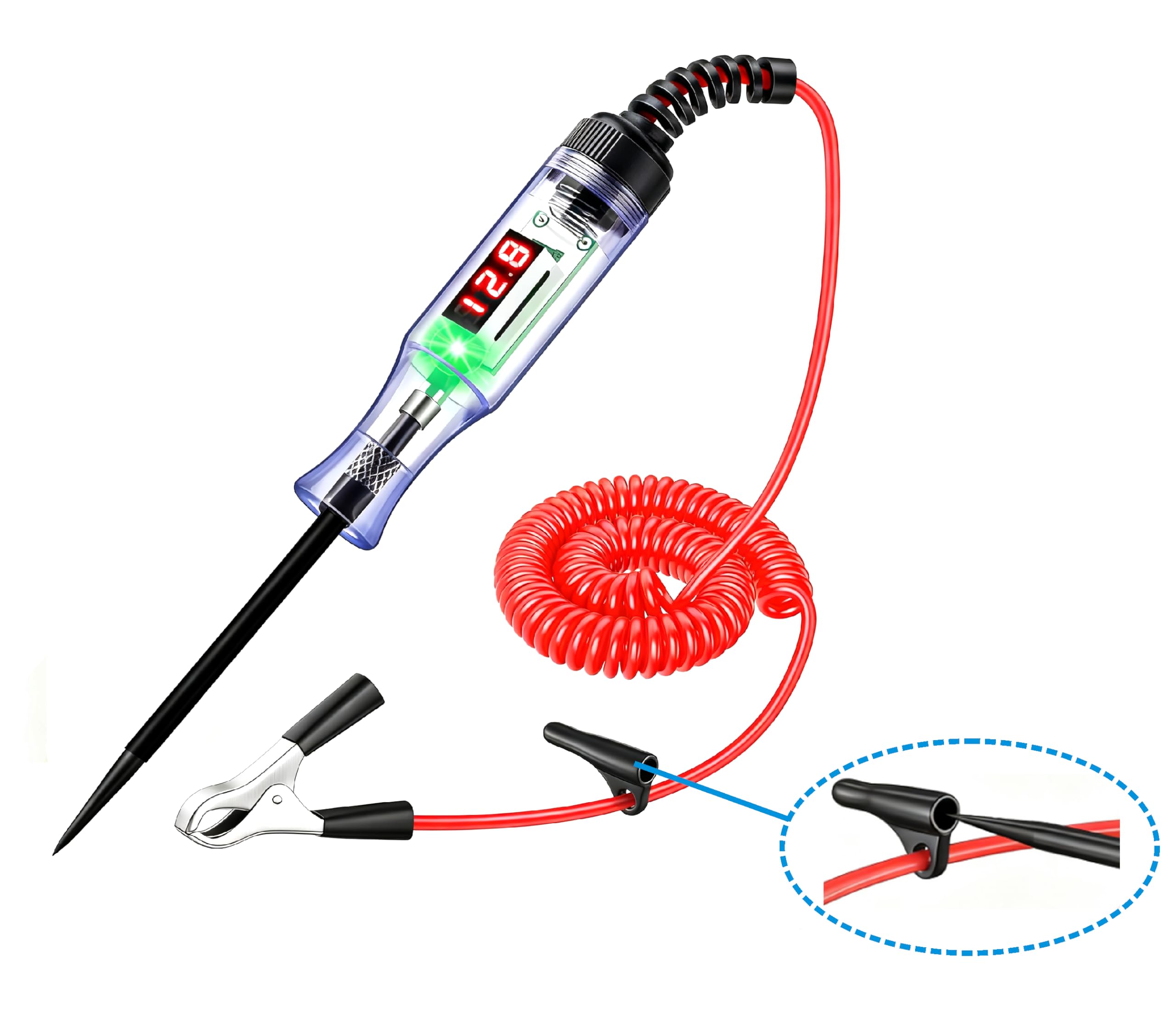 Photo 1 of Test Light Automotive 3-80V DC,Digital LED Power Tools with Voltage Display,Bidirectional Indicator, Voltage Tester Pen with Extended Spring Wire&Stainless Steel Probe, for Car,RV,Fuse Tester
