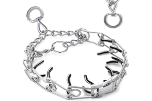 SAFIMAN Prong Training Collar for Dogs, Adjustable Dog Training Pinch Collar with Quick Release Buckle, No Pull Collar for Small Medium Large Dogs, Extra Link and Caps (M/L(17-21" Neck, 3.00mm))
