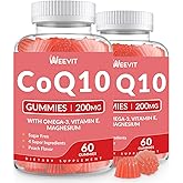 Sugar Free CoQ10 Gummies 200 MG, Coenzyme Q10 (Ubiquinone) Gummies for Adults, Co Q10 Supplement with Omega-3, Magnesium, Energy, Brain Support