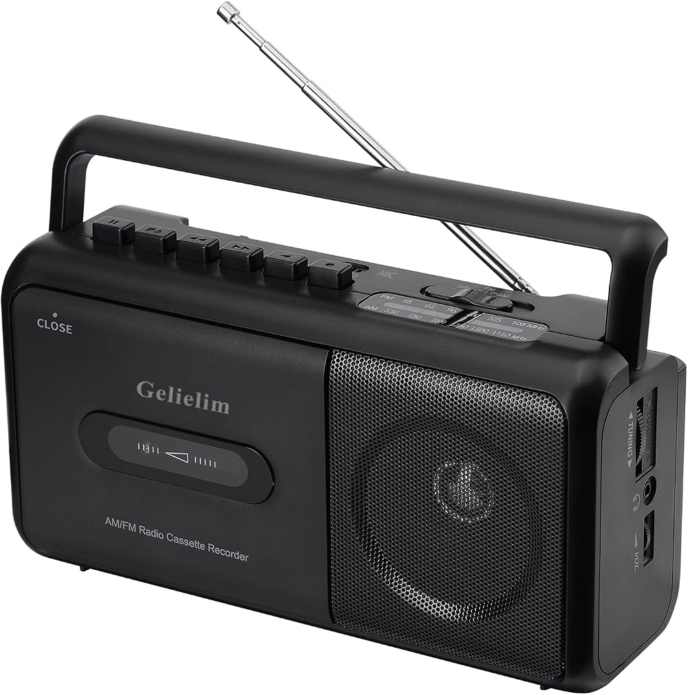 Gelielim Portable Cassette Player Boombox AM FM Radio Tape Recorder Brown