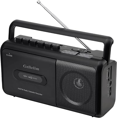 Gelielim Portable Cassette Player Boombox AM FM Radio Tape Recorder Brown