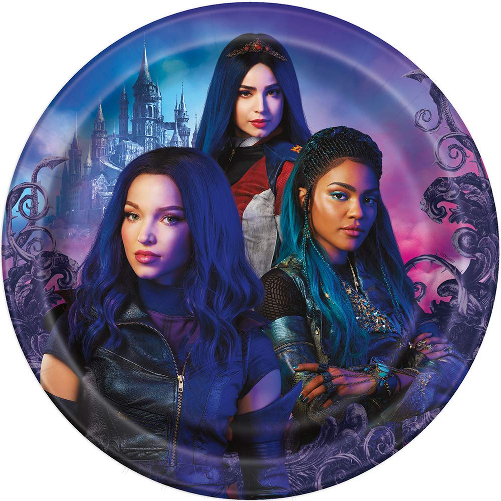 Disney Descendants 3 Round Dinner Plates - 9" (Pack of 8) - Durable & Colorful Design Featuring Favorite Characters, Perfect for Kids' Birthdays & Events