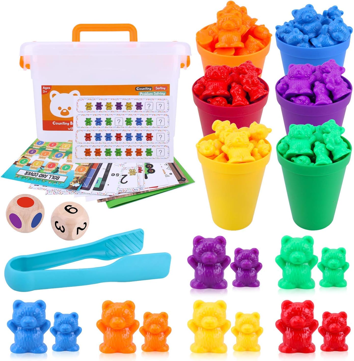 rainbow counting bears with matching sorting cups