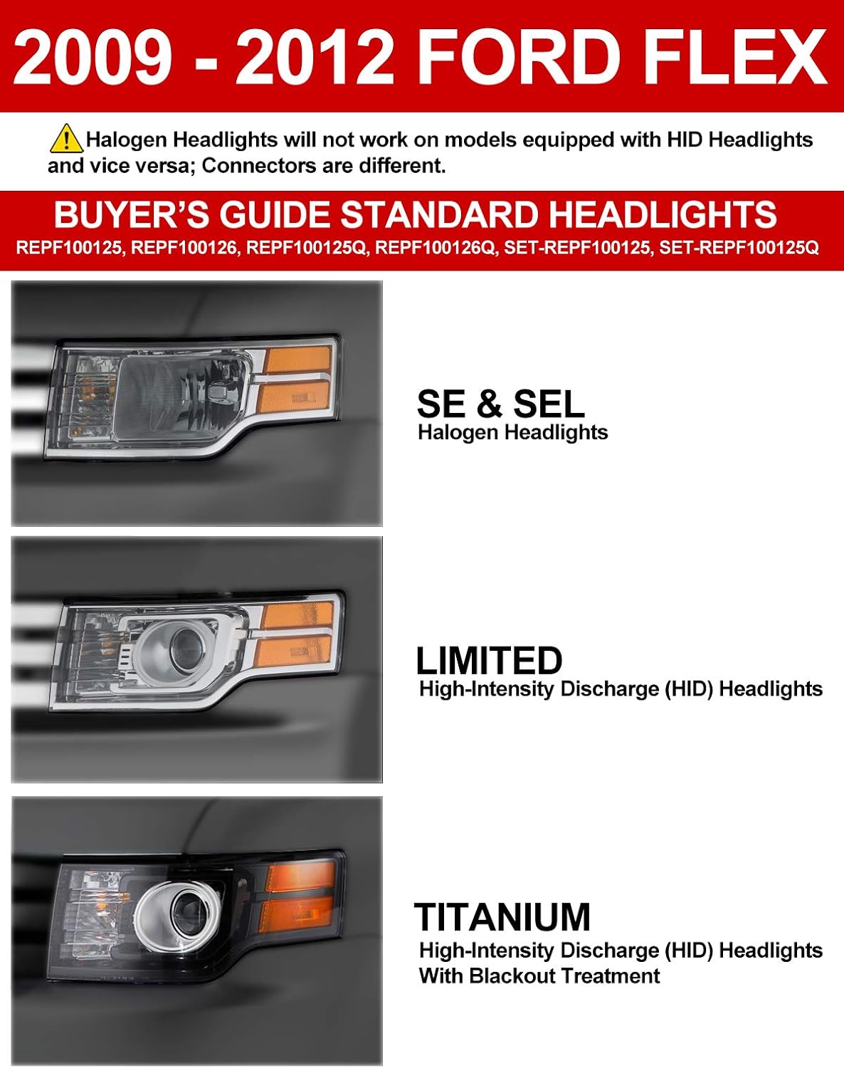 ford headlights replacement on Amazon Com Garage Pro Headlight Compatible With Ford Flex 2009 2012 Rh Assembly Halogen Capa Automotive