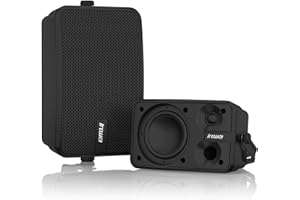 Inwa Outdoor Bluetooth Speakers, 400W Active Passive Wall Mount Speaker, Waterproof Wireless Indoor/Outdoor Stereo Sound Set W/Aux in, Sound System for Patio/Porch/Gazebo/Garage(Pair, Dark Black)