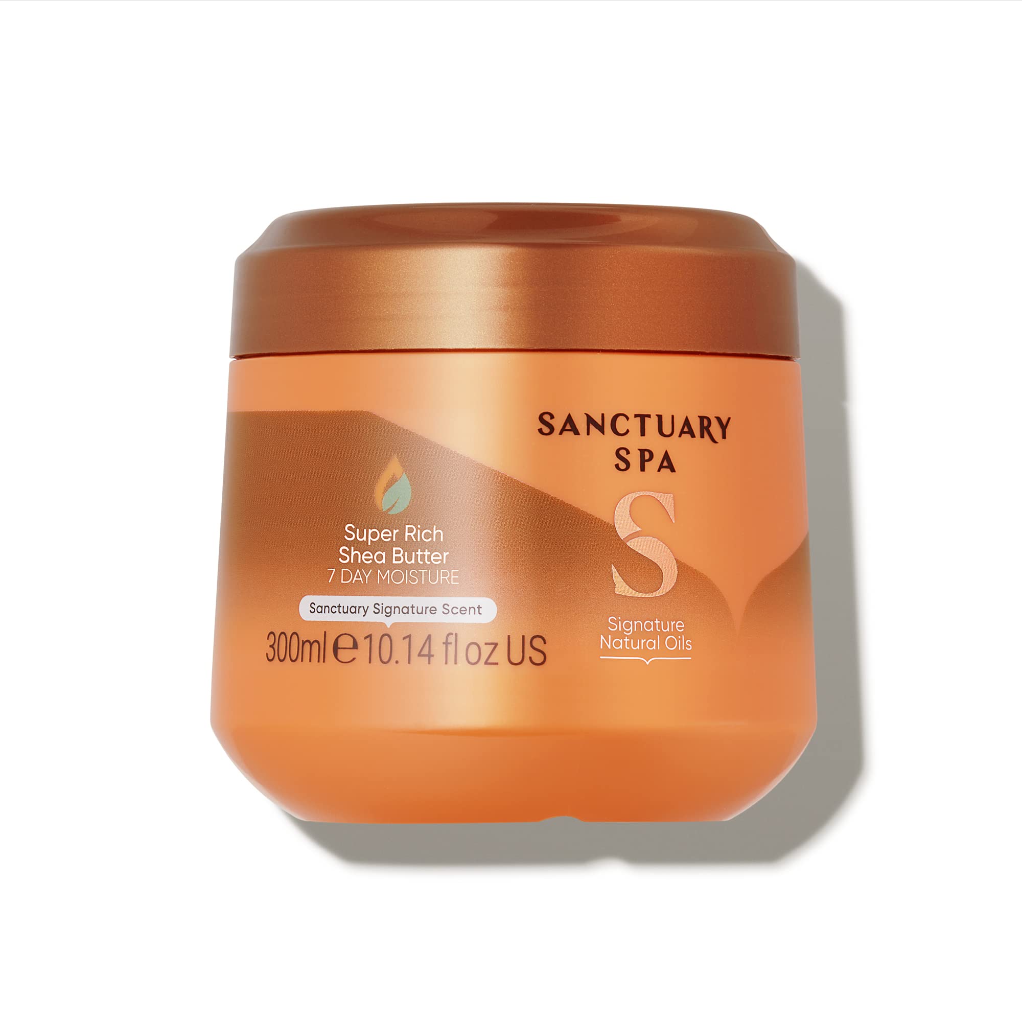 Sanctuary Spa Super Rich Shea Butter, No Mineral Oil, Cruelty Free and Vegan Shea Butter Moisturiser, 300 g, Orange