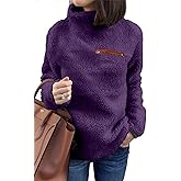 onlypuff Sherpa Pullover Hoodies for Women Fuzzy Sweatshirt Ladies Winter Warm Tops