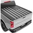MotorBox Soft Roll-Up Truck Tonneau Cover for Chevy Silverado 1500 / GMC Sierra 1500 (2007-2018) with 5.8 ft Bed Length, All-Weather Retractable Truck Bed Cover with Black Flag Graphic, Aluminum
