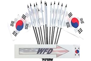WORLD FLAGS DIRECT PACK of 12 4"x6" South Korea Polyester Miniature Office Desk & Little Table Flags, 1 Dozen 4"x 6" South Korean Small Mini Hand Waving Stick Flags (Flags Only)