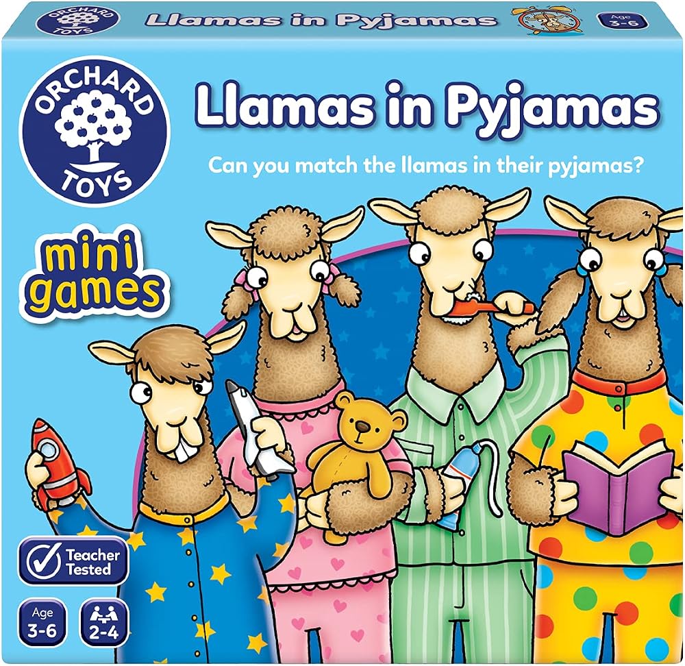 Orchard Toys Llamas in Pyjamas Mini Game Travel Size 2-4 Players 3-6
