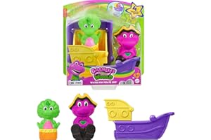 Barney’s World Toddler Toys, Water Fun Pirate Ship, 4-Piece Set for Water Play with Barney & Baby Bop, Kids Ages 2+ Years