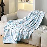 Luxape Bow Blanket Pink Bows Soft Throw Blanket Premium Printed Soft Fabric for Best Comfort - for Infant,Toddler,Newborn,Nursery,Girl,Throw,Crib,Stroller,Gift (Blue, 50x60in)