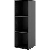 Homes: Inside + Out Apexa 3-Cube Storage Organizer Shelves, Stackable Wood Bookcase Fits Cubby Bins for Organization, Dorm Teen Room Decor &amp; Home Office, Black