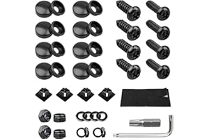 WEICO License Plate Screws Kits, Black Anti Theft Mounting Hardware for Car Tag Plate Frames Covers, M6 (1/4") Tamper Proof Screws, Fastener Nut, Caps Cover for Front Rear Frame Holder Mounting