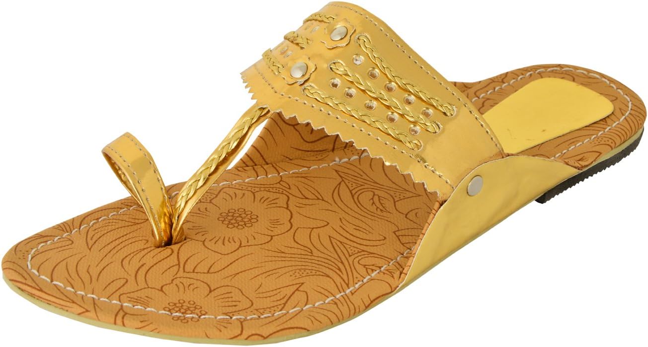 AMPEREUS Women's Golden Colore Fancy Kolhapuri