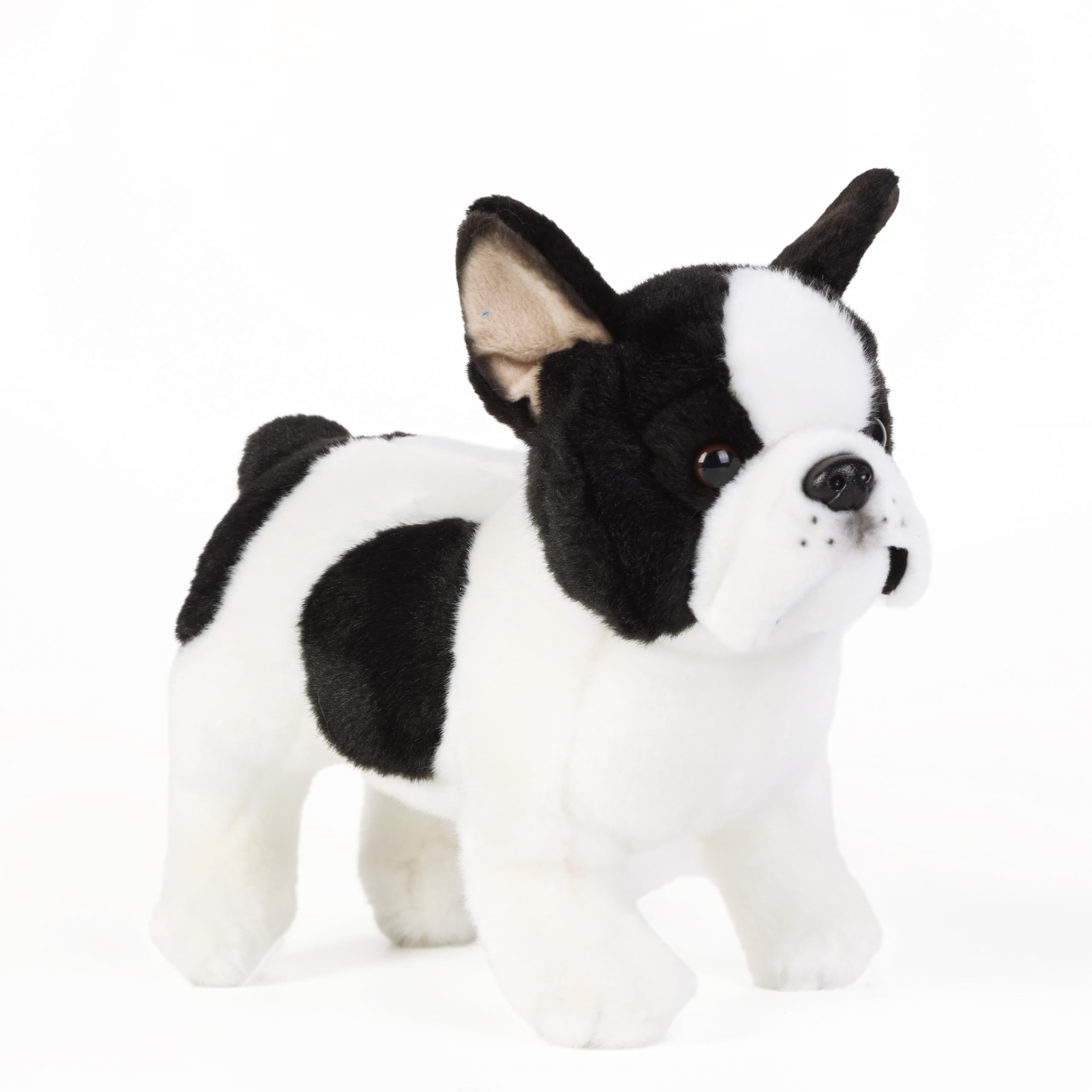 Tiny Heart French Bulldog dog Stuffed Animal 26cm/10” Realistic French Bulldog dog Puppy Plush Toy Lovely Cute Soft Gifts for Kids Bedtime Companion Plushie Collection Interactive Play white — image 1