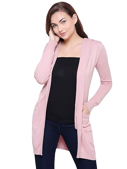 pink hooded cardigan