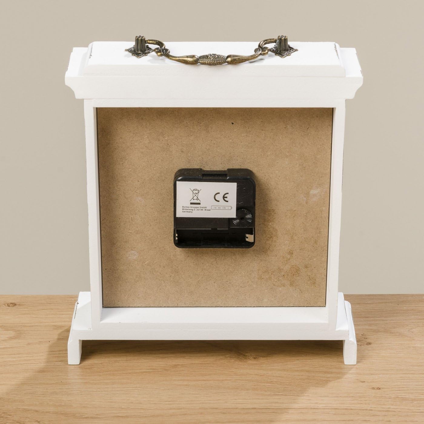mucHome Betty Table Clock Height 24 cm Analogue Clock with Roman Numerals White