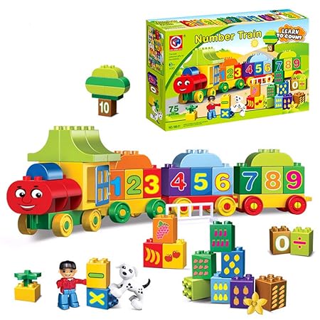 LVYE1 Digitaler Zug Spielzeugauto Puzzle Frühe Bildung Kunststoff Große Partikel Zusammenbauen und Einsetzen 75 Kapseln Fass 