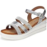 Hawkwell Women's Wedge Sandals Platform Sandal Comfortable Beach Shoes Elastic Ankle Strap Casual Summer Sandals