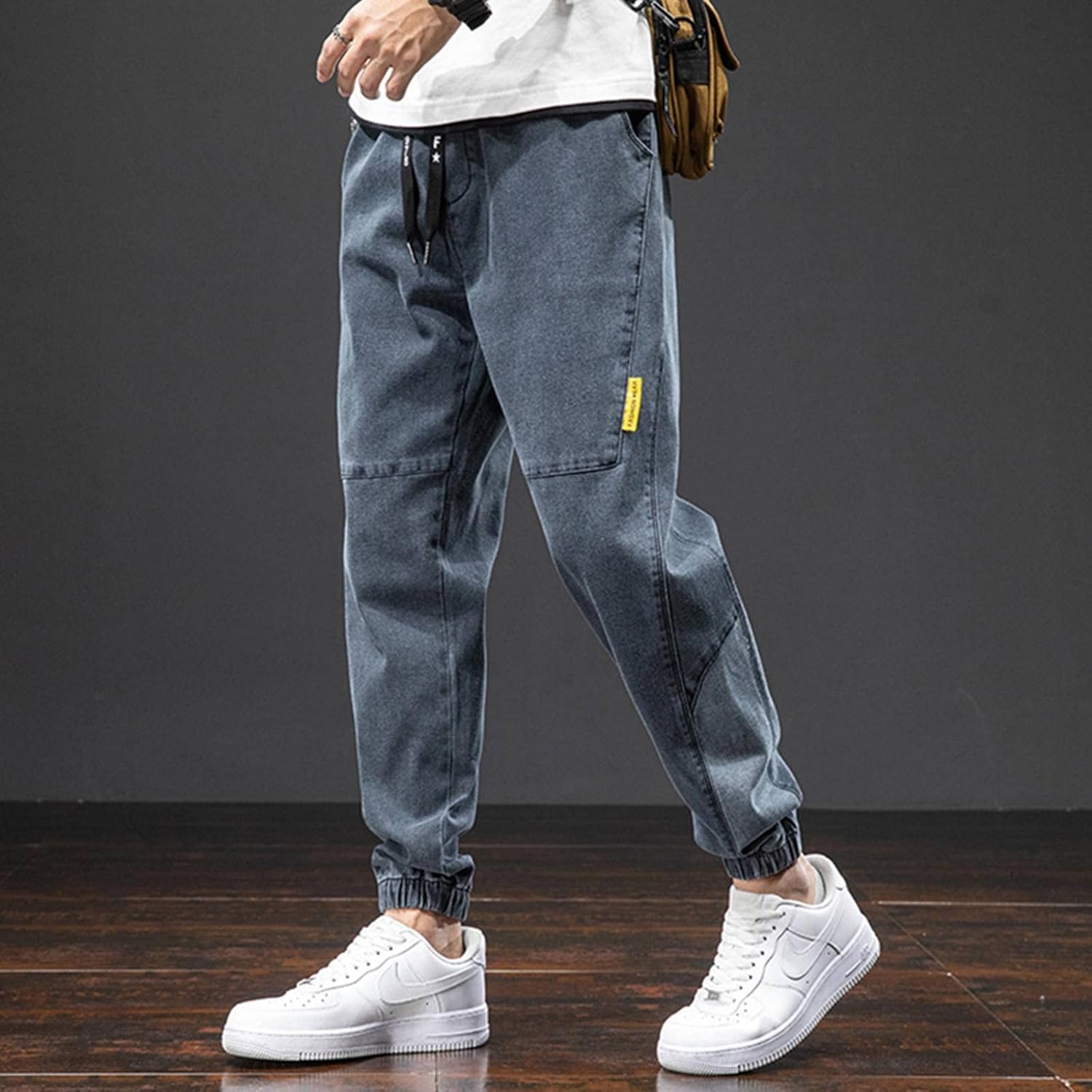 2021 New Summer Solid Cotton Casual Baggy Jeans Men Denim Joggers