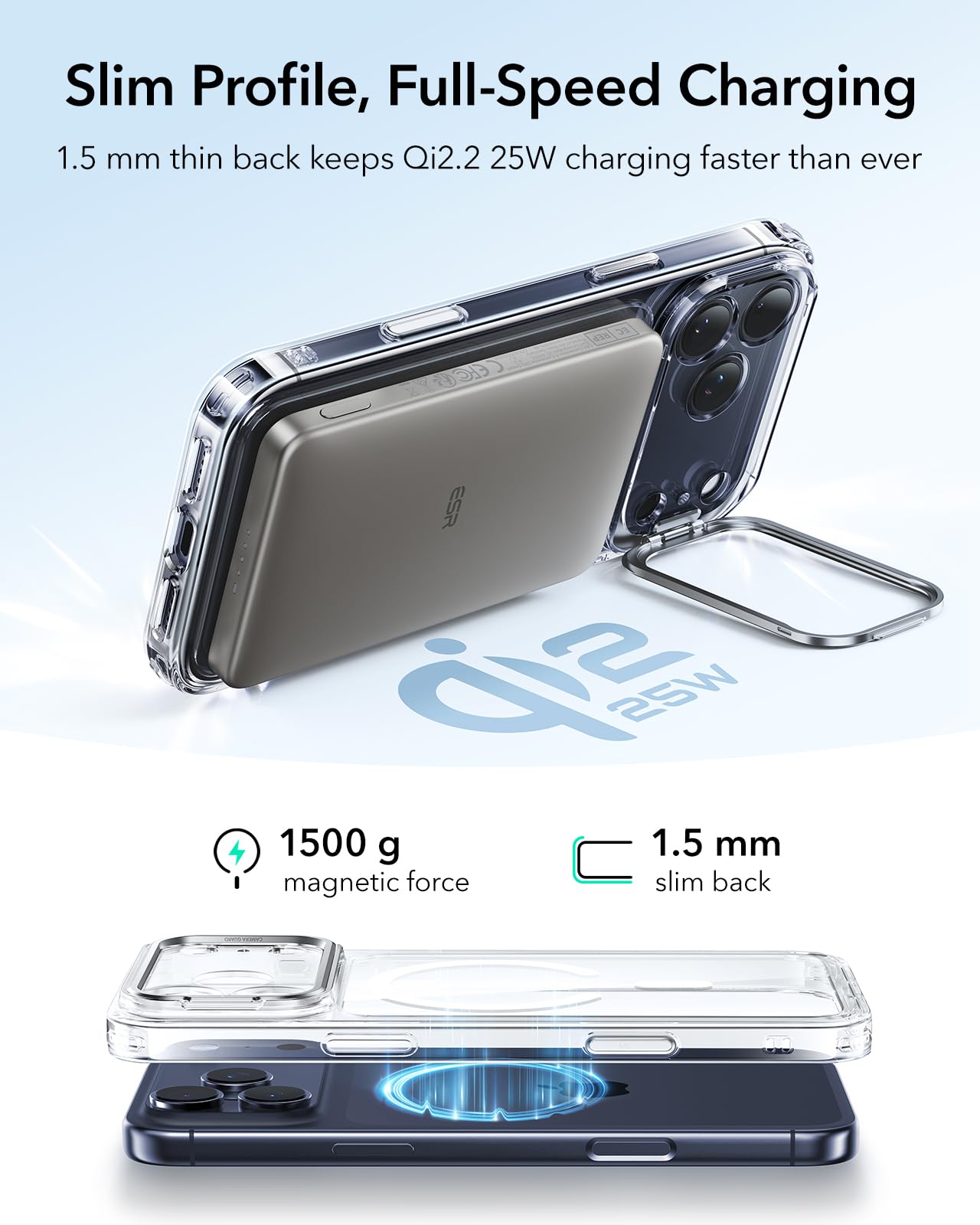 ESR for iPhone 17 Pro Max Case with Stash Stand, Camera Control Cover Compatible with MagSafe, Military-Grade Drop Protection Phone Case for iPhone 17 Pro Max, Scratch-Resistant Back Cover, Clear