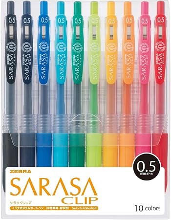 Zebra Sarasa Clip 0.5, 10 Color Set 