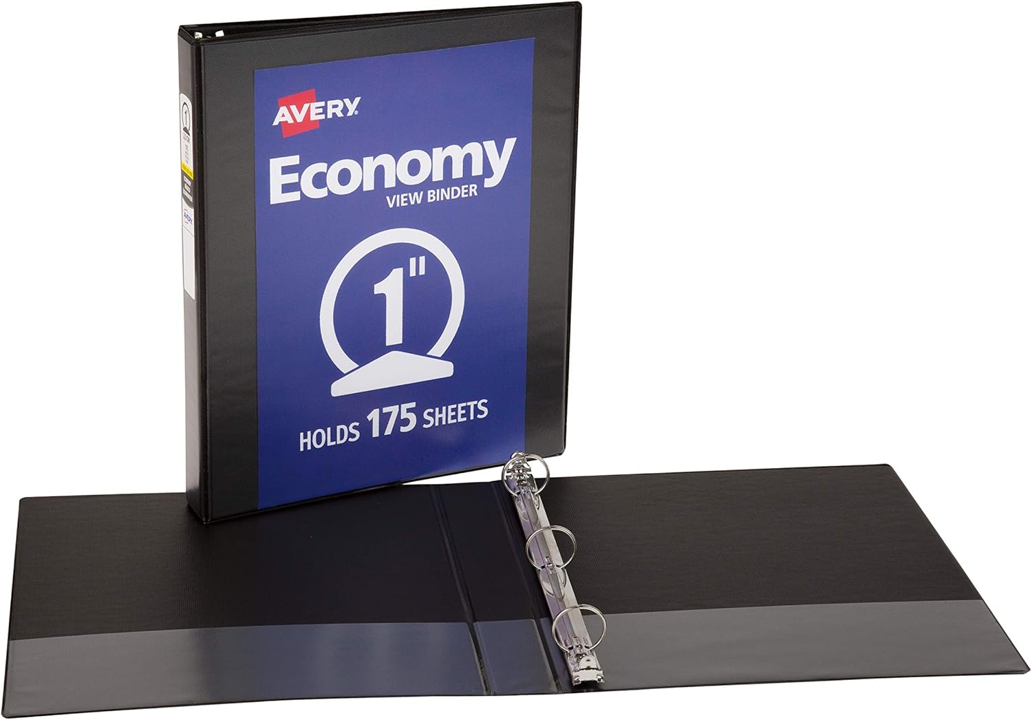 Avery Economy View 3 Ring Binders, 1" Round Rings, 1 Black Binder (05710) : Office Products