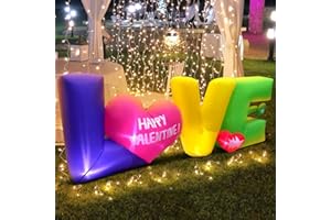 KOOY 8FT Long Valentines Day Inflatables Outdoor Decorations, Valentines Day Inflatable Love Letters Decoration, Valentines Blow up Yard Decorations with LED Lights for Wedding Anniversary Lawn Decor