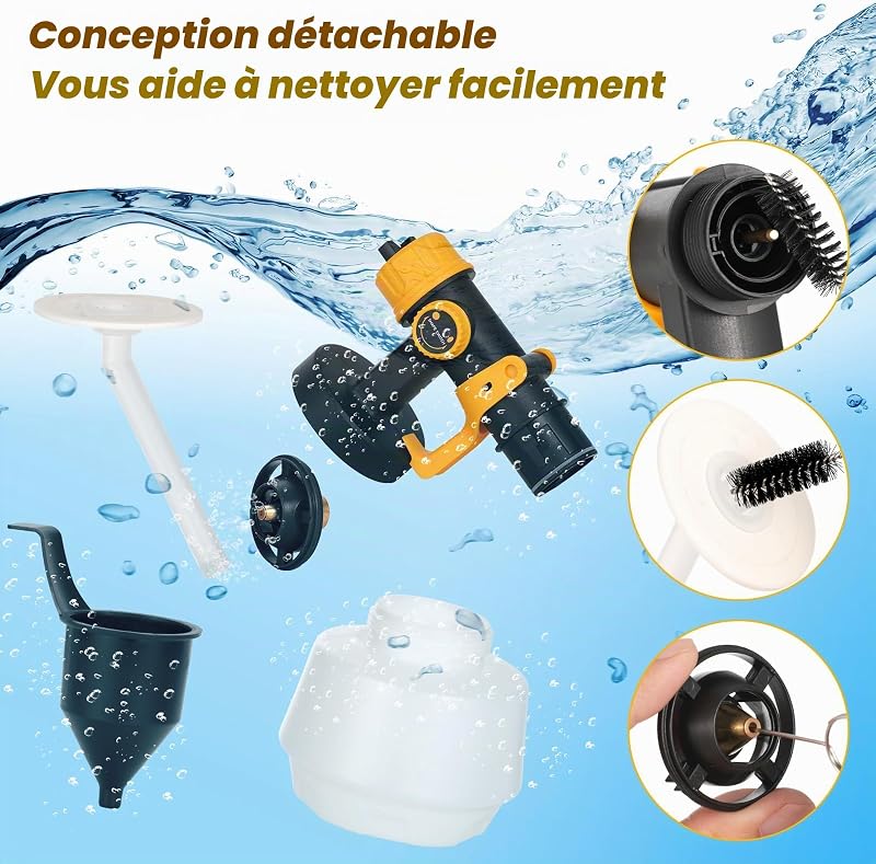 Pistolet à Peinture, 600W HVLP Pistolet Peinture Électrique avec réservoir 1200 ML, 5 Buses & 3 Motifs, Facile à Utiliser pour Meubles, Clôtures, Murs, Armoires, Plafonds, Abri de Jardin