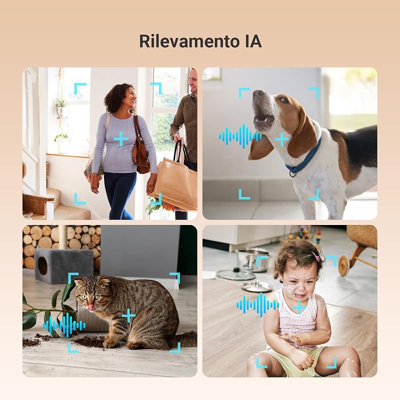 C6N G1 4K Telecamera Wi-Fi Interno, 8MP Videocamera Sorveglianza Interno Pan/Tilt/Zoom, Rilevamento di Persone/Animali/Rumore, Visione Notturna a Colori, Chiamata Bidirezionale, WiFi 2.4/5Ghz