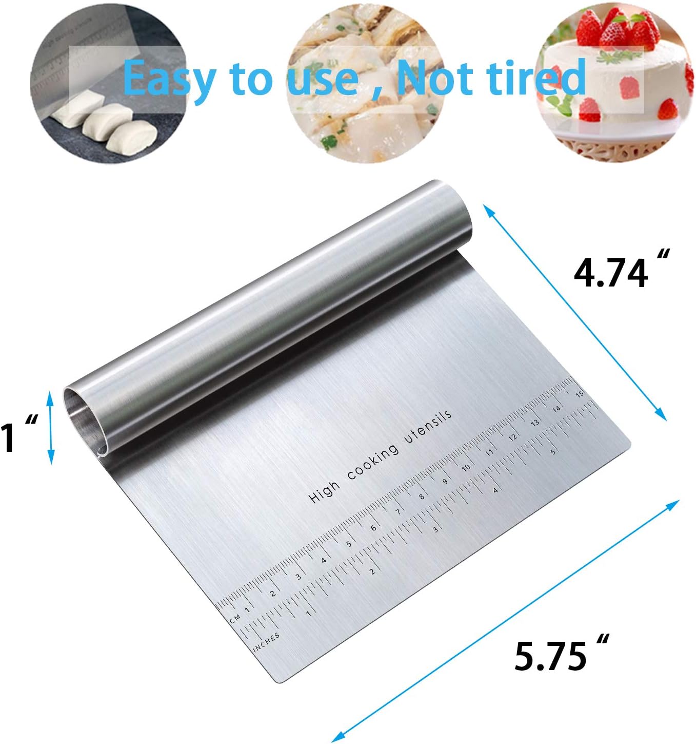 Pro Dough Pastry Scraper/Cutter/Chopper Stainless Steel Mirror Polished with Measuring Scale Multipurpose- Cake, Pizza Cutter - Pastry Bread Separator Scale Knife (1): Kitchen & Dining